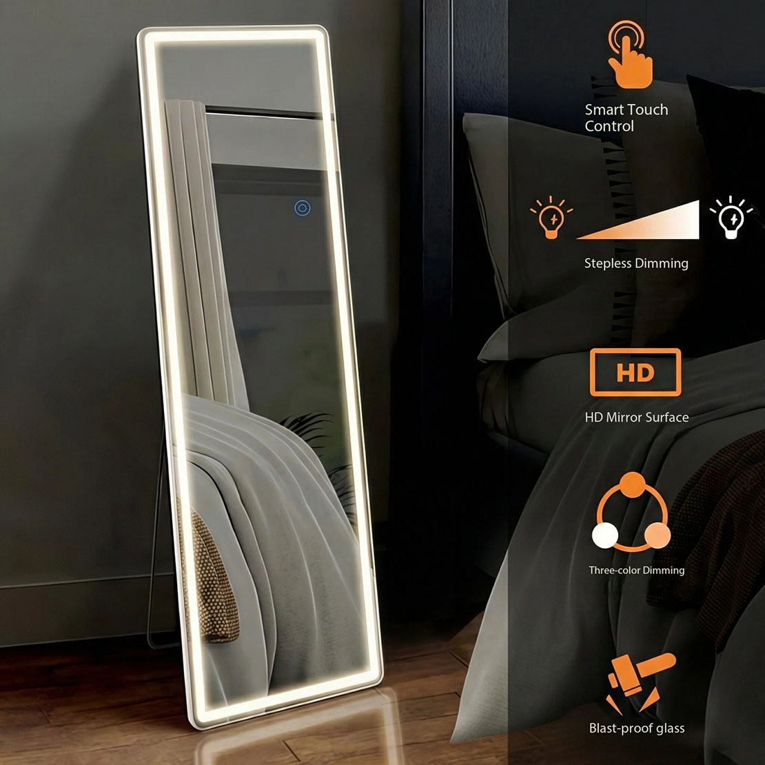 Full Length Dressing Mirror with LED Lights