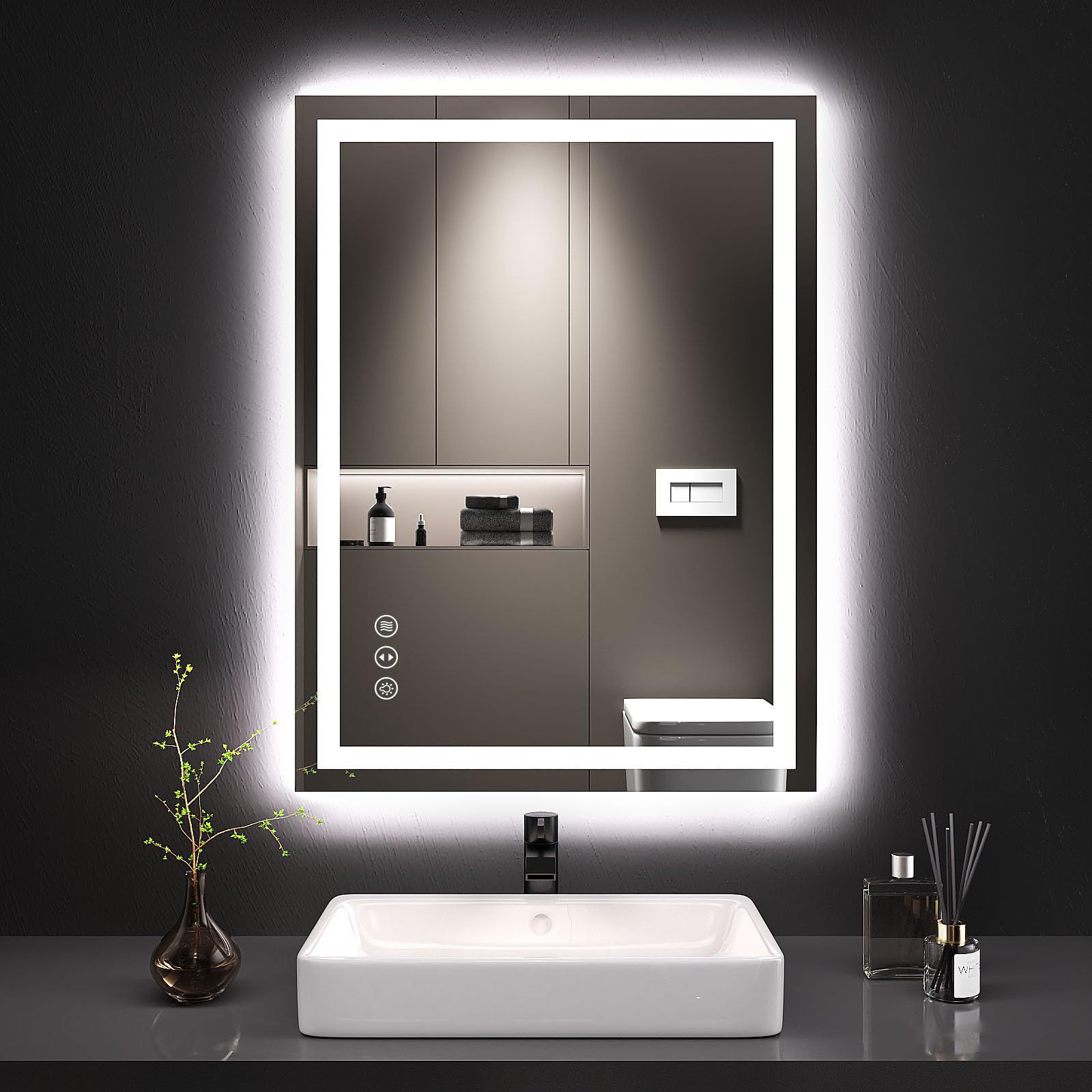 Square Bathroom Mirror with LED Lights