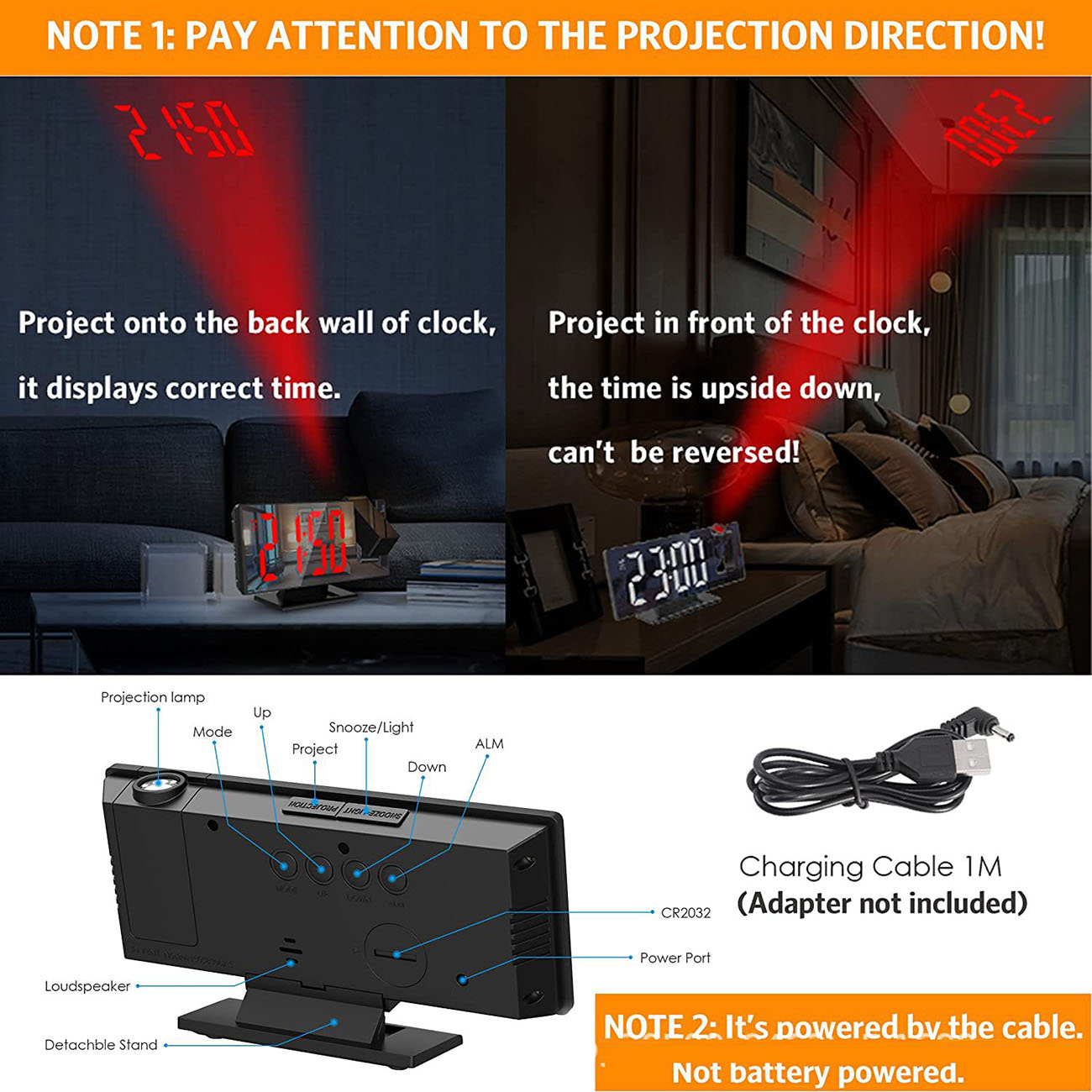 LED Mirror Electronic Clock