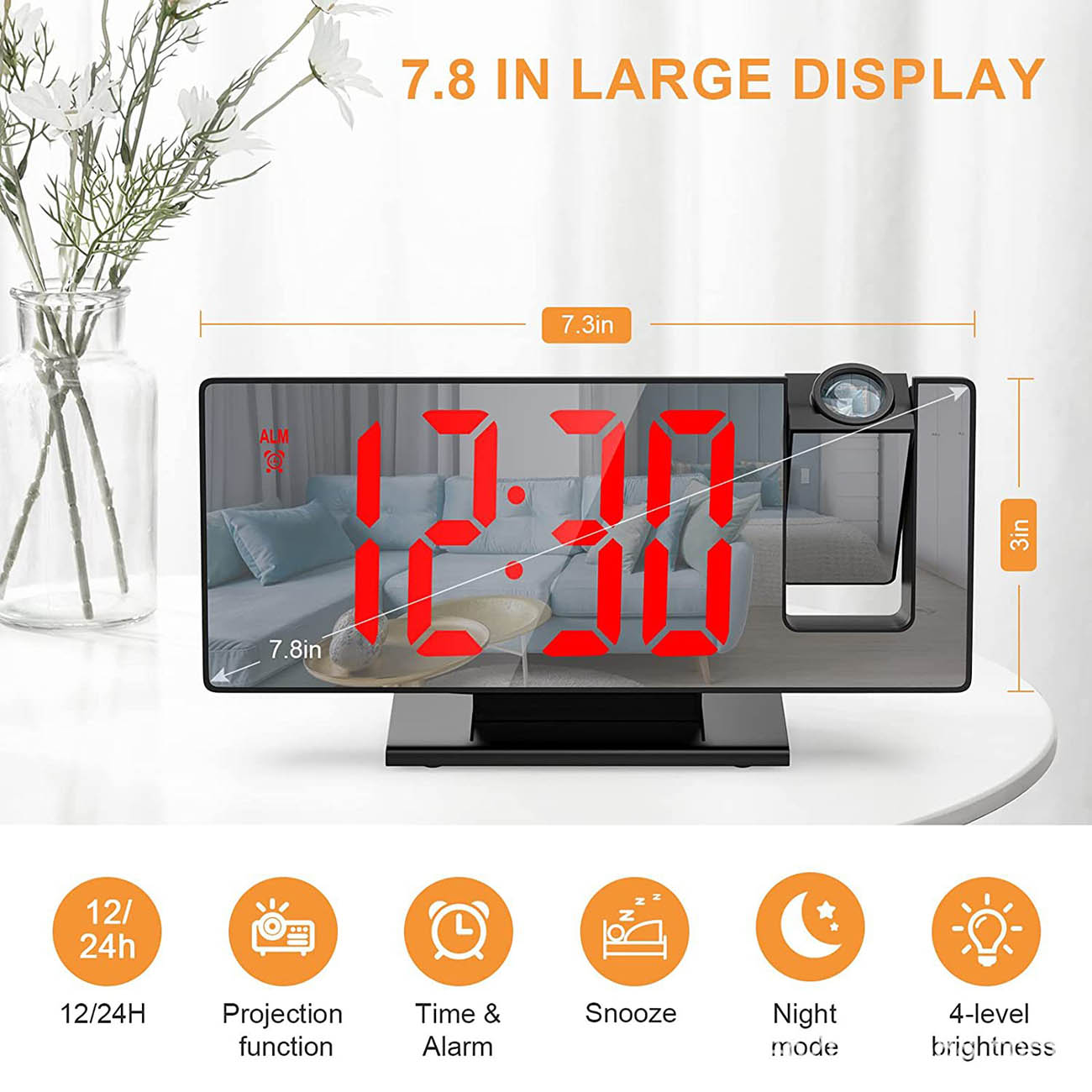 LED Mirror Electronic Clock